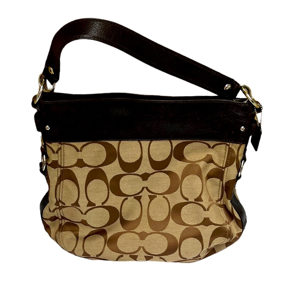 Vintage Big Coach purse , canvas/leather